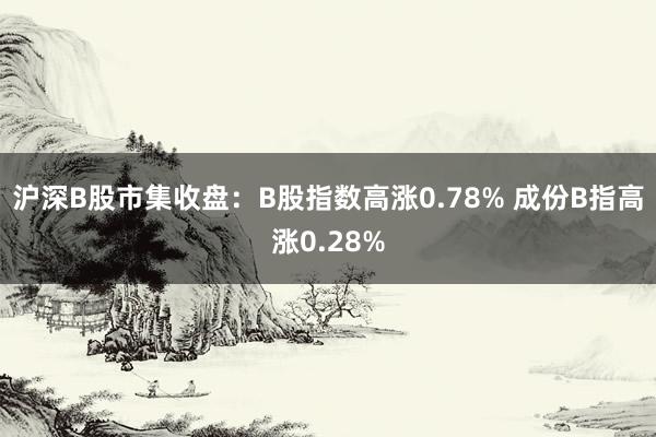 沪深B股市集收盘：B股指数高涨0.78% 成份B指高涨0.28%